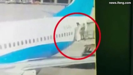 Flight attendant injured after falling nine feet from plane door