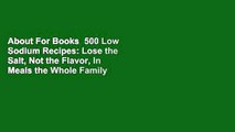 About For Books  500 Low Sodium Recipes: Lose the Salt, Not the Flavor, In Meals the Whole Family