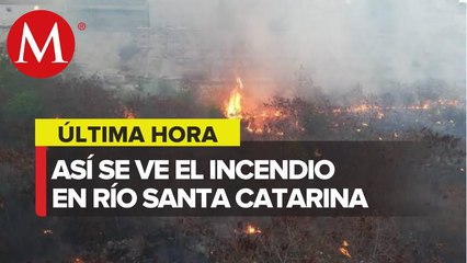 Se registra incendio en río Santa Catarina