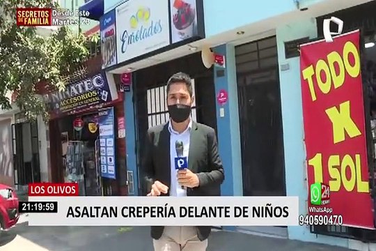 Trabajadores y clientes de crepería fueron asaltados por delincuentes armados en Los Olivos