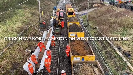 Network Rail engineers carrying out work to flood-proof Crick tunnel