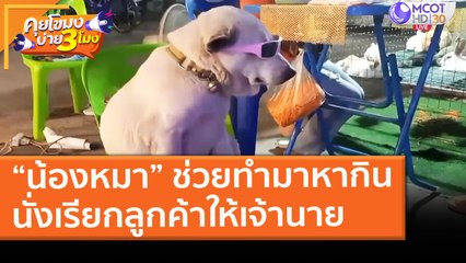 “น้องหมา” ช่วยทำมาหากิน นั่งเรียกลูกค้าให้เจ้านาย (19 มี.ค. 64) คุยโขมงบ่าย 3 โมง