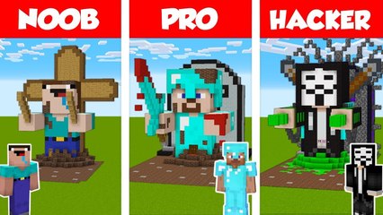 Minecraft NOOB vs PRO vs HACKER- STATUE HOUSE BUILD CHALLENGE in Minecraft _ Animation