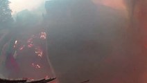 Forest fire threatening homes caught on camera