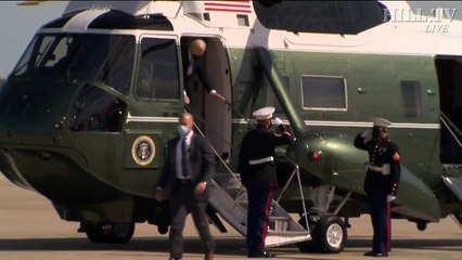 #BREAKING - President Joe Biden FALLS multiple times while boarding Air Force One