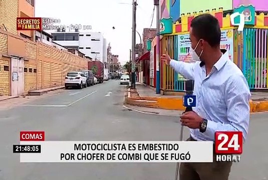 Comas: hospitalizado quedó motociclista que fue impactado por chofer de combi