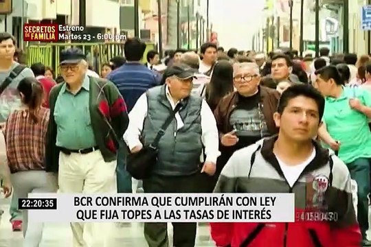 BCR: Topes a tasas de interés se ejecutaría desde mayo