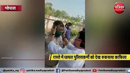 policeman fell in front of scindias convoy