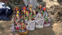 Indian artist paints goddess Saraswati idols ahead of Saraswati Puja to welcome spring