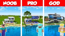 Minecraft NOOB vs PRO vs GOD- MODERN BEACH HOUSE BUILD CHALLENGE in Minecraft _ Animation