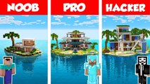 Minecraft NOOB vs PRO vs HACKER- MODERN ISLAND HOUSE BUILD CHALLENGE in Minecraft _ Animation