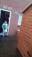 Six-year-old Bailey surprised by his new shed