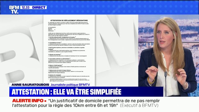 Confinement: la nouvelle attestation de déplacement va être simplifiée dans les prochaines heures