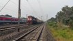 Angry looking diesel engine arriving speedily at Jirat station __ Indian Railways