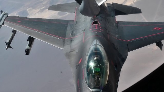 US Military News • KC-135 Stratotanker Aerial Refueling a F-16 • Nevada, Mar 17, 2021
