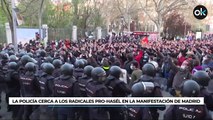 La Policía mantiene a raya a los cientos de radicales pro-Hasél en la manifestación ilegal de Madrid