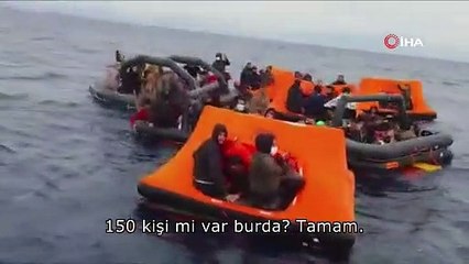 Türk Sahil Güvenliğini gören göçmenlerden alkışlarla Türkiye sevinci