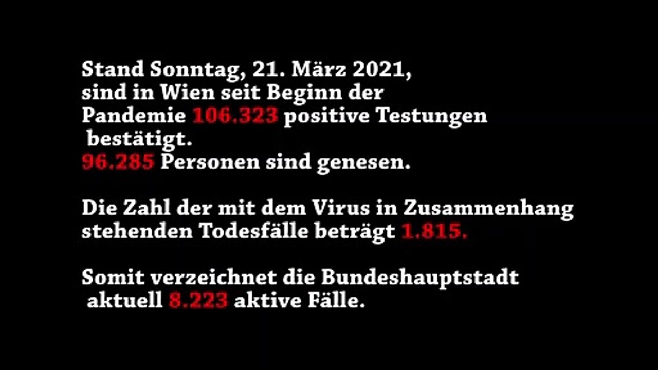 Wien Corona Kennzahlen - Sonntag, 21. März 2021