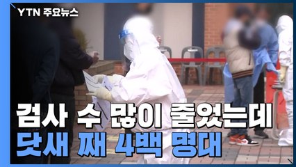검사 수 많이 줄었는데 닷새 째 4백 명대...방역목표 '요원' / YTN