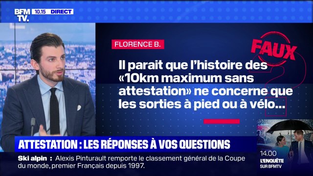 Le rayon de 10 km concerne-t-il uniquement les déplacements à pied ou à vélo ? BFMTV vous répond