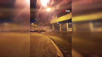 Şişli'de 5 katlı lastik deposunun çatısı alev alev yandı