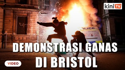 Download Video: Polis cedera, kenderaan dibakar dalam tunjuk perasaan di Bristol