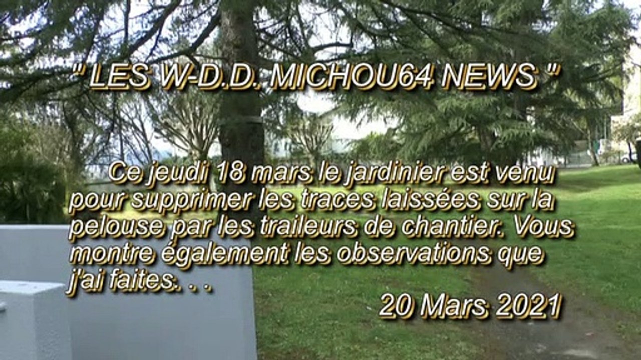 LES W-D.D. MICHOU64 NEWS - 20 MARS 2021 - PAU - RAVALEMENT SUPPRESSION DES TRACES LAISSÉES PAR LE STATIONNEMENT PROLONGÉ DES TRAILEURS SUR LA PELOUSE