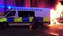 Police vans set of fire as violence breaks out in Bristol at march against Government plans to crack down on protests