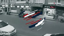 Faciadan dönüldü! Vitrine giren otomobilin altında kalıyordu