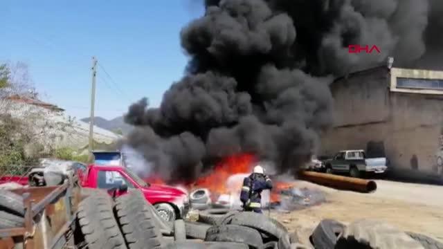 ANTALYA Gazipaşa'da hurdalıkta çıkan yangın korkuttu