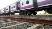 Cam on the rail line __ 12 Coach Bandel - Katwa Local passing beside the camera