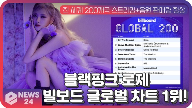 블랙핑크 로제(ROS?), 美 빌보드 글로벌 차트 1위! 'K팝 솔로 최초'