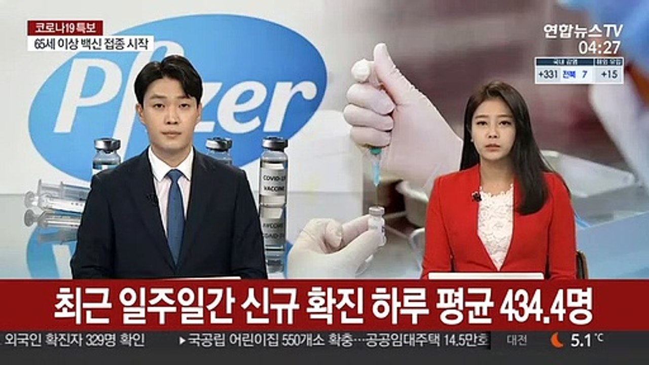 400명대 초중반 전망…75세 이상 접종 화이자 도착