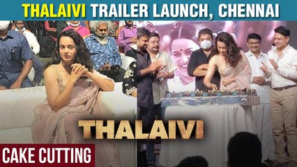 Kangana Ranaut Cuts Cake At Thalaivi Trailer Launch in Chennai