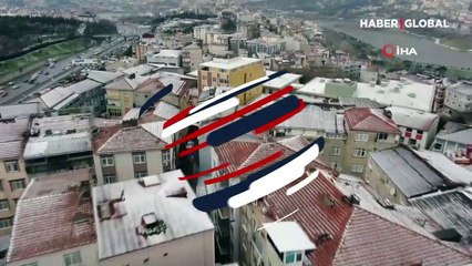 Beyaza bürünen İstanbul havadan görüntülendi
