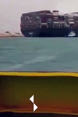 سفينه عملاقة تسد قناه السويس وتسبب ازمه ملاحية دوليه