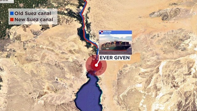 Пробка в Суэцком канале: контейнеровоз сел на мель