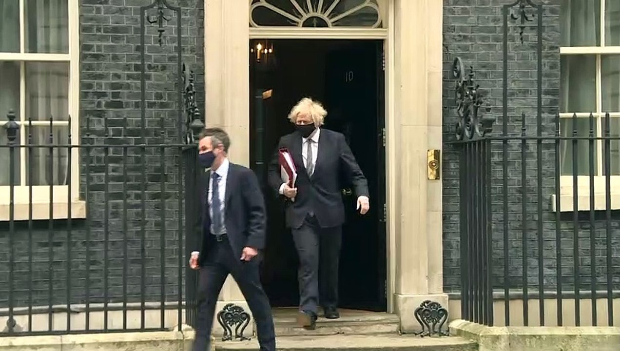 Boris Johnson departs 10 Downing Street for PMQs