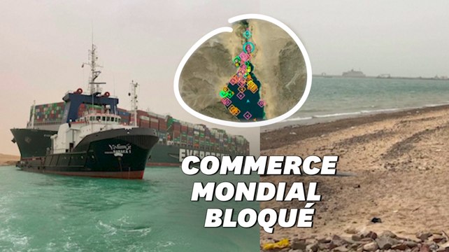 En Égypte, le canal de Suez bloqué par un porte-conteneurs après un accident