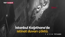 Kağıthane'de istinat duvarı minibüsün üzerine çöktü