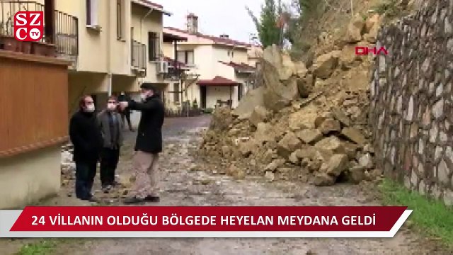 Karamürsel'de, 24 villanın olduğu bölgede meydana gelen heyelan kamerada