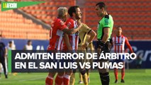 Arturo Brizio admite error de árbitro al anular gol en el San Luis vs Pumas