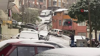 Eyüpsultan’da yollar beyaza büründü, sürücüler zor anlar yaşadı