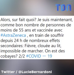 Lucie Bernardoni vaccinée à l'AstraZeneca à 34 ans, se dit très inquiète
