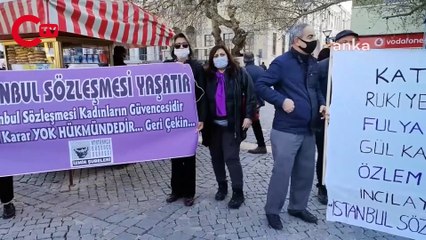 İstanbul Sözleşmesi'nin feshi İzmir'de protesto edildi: Tek adam imzası ile yok sayılamaz