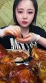 CHINESE FOOD MUKBANG EATING SHOW 통족발 소뼈 돼지꼬리 중국 샤오위 먹방 中国 モッパン 咀嚼音 肥肉吃播 Pork belly Meat eating