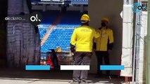 Se hace viral un vídeo de dos pingüinos en el Bernabéu de obras