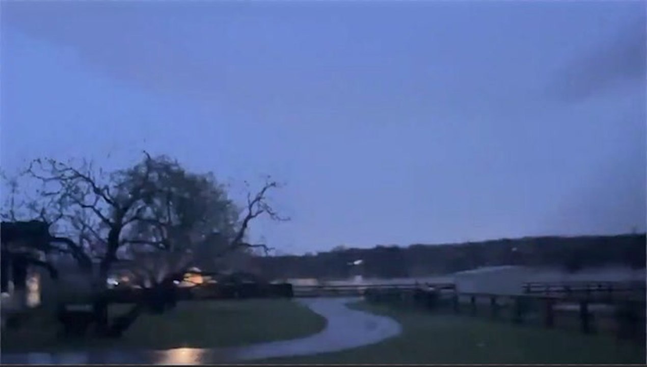 Nighttime storm lights up the sky