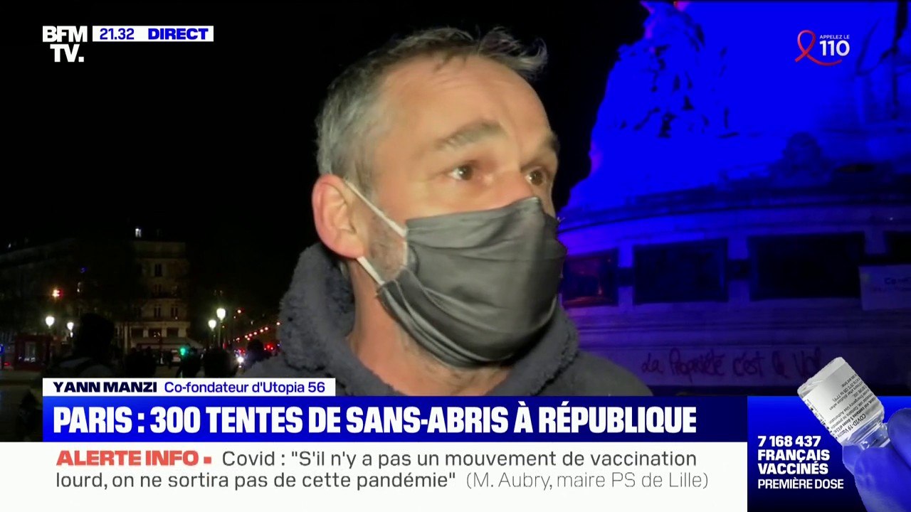 Tentes sur la place de la République: Yann Manzi, co-fondateur d'Utopia 56, compte rester "jusqu'à ce que des propositions de logements soient faites"