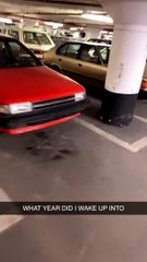 Guy Walks into Parking Garage Full of Retro Vehicles